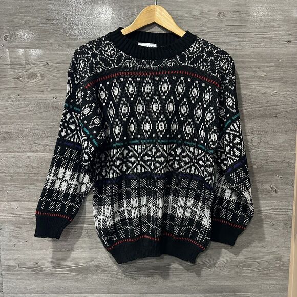 Vintage 80's Cheryl Mills Women's Fair Isle Sweater Knit Size Medium - Picture 1 of 6